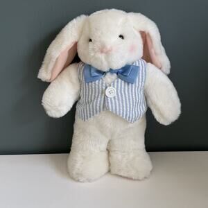 Hallmark Uncle E Bunny Rabbit Plush 12" Blue Stripe Vest & Bow Tie Long Ears T73